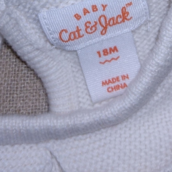 White and Rust Knit Baby Romper - Picture 4 of 4